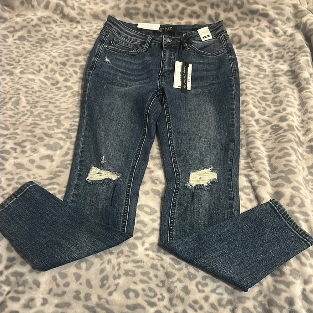 Judy Blue Skinny Blue Jeans Distressed